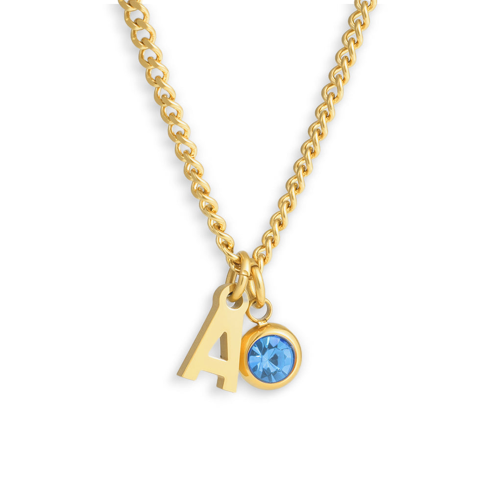 Custom/Personalized Initial Pendant Necklace w/ Birthstone