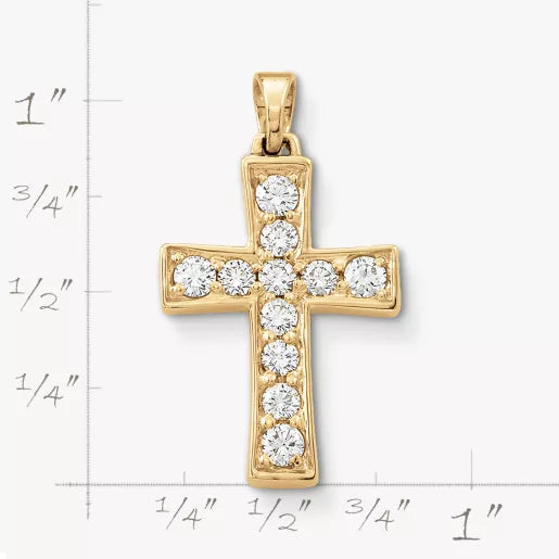 Plain Latin Cross Pendant with Diamonds