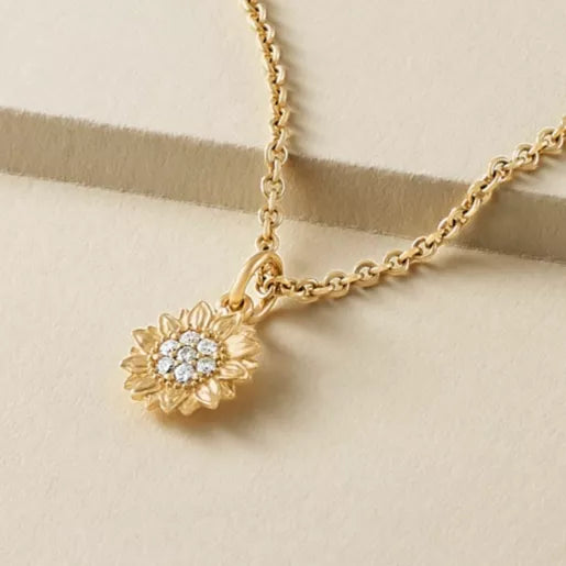 Pave Diamond Sunflower Pendant