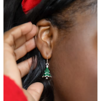 Enamel Christmas Tree Earrings
