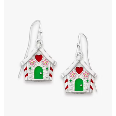 Enamel Gingerbread House Earrings