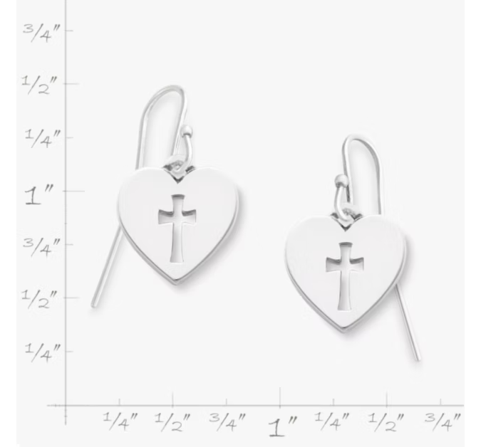 Crosslet Heart Dangle Earrings